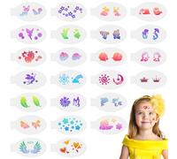 URAQT 24 PCS Face Paint Stencils, Reusable Temporary Tattoo Stencils Tattoo Painting Templates for Kids, Facial Painting Stencil for Party, Christmas, Halloween, Carnivals, B