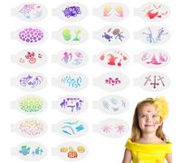 URAQT 24 PCS Face Paint Stencils, Reusable Temporary Tattoo Stencils Tattoo Painting Templates for Kids, Facial Painting Stencil for Party, Christmas, Halloween, Carnivals, A