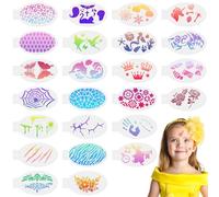 URAQT 24 PCS Face Paint Stencils, Reusable Temporary Tattoo Stencils Tattoo Painting Templates for Kids, Facial Painting Stencil for Party, Christmas, Halloween, Carnivals, E