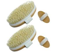 URAQT 2PCS Body Brush, Natural Bristle Shower Brush, Dry Brushing Back Scrubber for Exfoliating, Massage, Improve Blood Circulation Cellulite