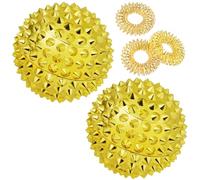 URAQT 2Pcs Magnetic Massage Ball Set with 3 Massage Ring, Hand Acupuncture Ball for Physical Therapy, 47 mm Health Magnetic Massage Ball & Fidget Ring for Stress Relief Tight Muscles (Gold)
