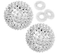 URAQT 2Pcs Magnetic Massage Ball Set with 3 Massage Ring, Hand Acupuncture Ball for Physical Therapy, 47 mm Health Magnetic Massage Ball & Fidget Ring for Stress Relief Tight Muscles (Silver)