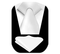 URAQT 3.15" Solid Color Tie Formal Necktie and Pocket Square Set (23 * 23CM) for UK Men Business Wedding Party Work Tie - 8cm White