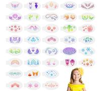 URAQT 36 PCS Face Paint Stencils, Reusable Temporary Tattoo Stencils Tattoo Painting Templates for Kids, Facial Painting Stencil for Party, Christmas, Halloween, Carnivals, G