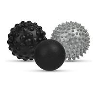 URAQT 3Pcs Massage Ball Set, Spiky ＆ Lacrosse ＆ PU Foam Bump Fascia Ball, Body and Foot Massage Roller, Muscle Massager Hard Exercise Ball for Plantar Fasciitis, Trigger Point Therapy