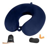 URAQT 4 Set Travel Pillow, Memory Foam U Shaped Neck Pillow, Blue