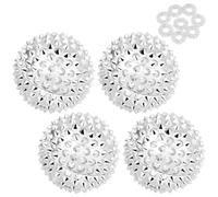 URAQT 4Pcs Magnetic Massage Balls Set with 8 Ring, Hand Acupuncture Ball for Physical Therapy, 32 mm Health Magnetic Massage Ball & Fidget Ring for Stress Relief Tight Muscles (Silver)