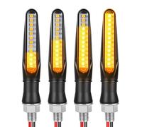 URAQT 4pcs Motorcycle Indicators, Flowing Mode Turn Signal Lights, Motorcycle Turning Indicators, 12V 12 LED Universal Waterproof for Scooter Quad Cruiser Off Road