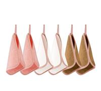 URAQT 6PCS Face Cloths Make Up Remover Microfibre Face Wipes for Reusable Makeup Remover Cloth Washable Ultra Soft Facial Cleansing Wipe Cloths (Brown/Pink/White)