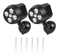 URAQT Battery Powered Outdoor LED Security Light 2Pcs, PIR Motion Security Spotlight, Wireless Weatherproof Outdoor LED Wall Light, Bright Floodlight, for Garage, Yard, Porch, Garden Walkways, Hallway