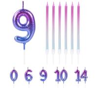 URAQT Birthday Candle 3D Shape, Birthday Cake Candle, Number 9 Birthday Candle Purple Gradient Decoration Suitable for Birthday Anniversary Wedding Party Graduation Party