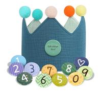 URAQT Birthday Crown for Kids, Reusable Party Hat Crown with Interchangeable Number from 1 to 9, Felt Happy Birthday Hat, Tiara Headbands Gifts for Boys Girls, Dark Green