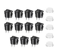 URAQT Black Round Rocker Switch, 11Pcs 2 Pin AC 10A/125V 6A/250V ON/OFF Button Power Switch, 5Pcs transparent cover, Snap-in Mini Toggle Switch for Car Truck Motorcycle Boat Marine