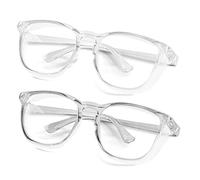 URAQT Blue Light Blocking Glasses for Women Men, 2Pcs Anti Headache Eyestrain Glare UV Gaming Glasses, Anti Fog Lab Safety Goggles for Screens, Games, TVs, Transparent Gray+Transparent White