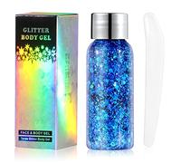 URAQT Body Glitter Gel - Holographic Mermaid Sequins, Chunky Cosmetic Face Gel, Sparkling Festival Party Lotion for Face, Eye, Hair, Nail Makeup and DIY Art