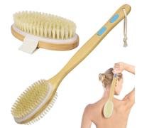 URAQT Brushing Body Brush Set, Natural Bristle Shower Brush et Long Handle Double-sided Brush，Dry Brushing Back Scrubber for Exfoliating, Massage, Improve Blood Circulation Cellulite