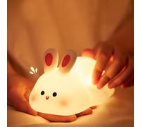 URAQT Bunny Baby Night Light, Portable LED Baby Night Light Kids Night Lamp, USB Chargeable Battery Silicone Kawaii Babys Sleep Lights for Children Kids Baby Boy Gifts Cute Room Decor Bedroom Decor