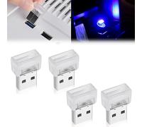 URAQT Car Ambient Lighting, 4 Pcs Mini 7 Colors Gradient LED Interior Light, Plug-in 5V Atmosphere Lights for Cars, Laptops, USB Sockets, Night Lights and Extra USB Plugs Decoration