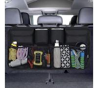 URAQT Car Boot Organiser Waterproof Kick Mats Car Organiser Seat Back Protectors, Multi-Pocket Children's Travel Storage, Durable Foldable Cargo Net