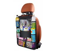 URAQT Car Organiser Car Seat Organiser, Car Back Seat Organizer for Kids, Kick Mats Back Seat Protector with 10 Inch Touch Screen Tablet Holder, 8 Pockets, Kids Toy Storage, Black (1 pc)