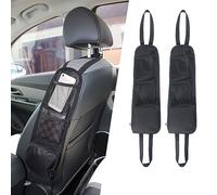 URAQT Car Organisers, 2 Pcs Car Seat Side Storage Bag with 3 Pockets, Front Seat Mesh Hanging Bag for Auto Small Items, Durable Drink Holder Storage Pockets Fit for All Vehicles