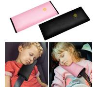 URAQT Car Seat Belt Pad, 2 Pcs Seatbelt Pillow for Children Strap Protection, Comfortable Car Seat Belt Cover Shoulder Pads, Baby Seat Belts Seatbelt for Kids and Adults (Black+Pink)