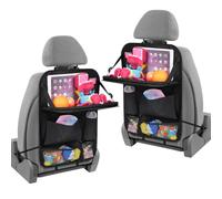 URAQT Car Seat Organizer 2 PCS, Car Back Seat Organizer, 6 Storage Pockets Cars Organizers with Foldable Table Tray and Tablet Holder, for Your SUV, Truck, Cars Storage Bag Travel Accessories Black