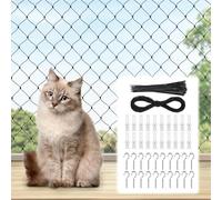 URAQT Cat Safety Net for Balcony, 4 x 3m Reinforced Anti Chew Balcony Mesh, Anti Fall Fence, with 20m Mounting Rope and Accessories, Balcony Nets, Cat Enclosures Outdoor, for Catio and Window Guard