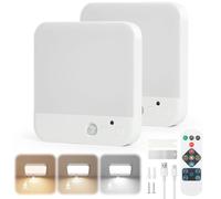 URAQT Ceiling Light Motion Sensor, 2PCS 5.9inch Cordless Bathroom Ceiling Lamp with Remote, Magnetic Battery Powered Light, 3 Color Temperatures, Rechargeable Wall Lights for Shed Stairs Bath Garage