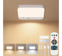 URAQT Ceiling Light Motion Sensor, 5.9inch Cordless Bathroom Ceiling Lamp with Remote, Magnetic Battery Powered Light, 3 Color Temperatures, Rechargeable Wall Lights for Shed Porch Stairs Bath Garage