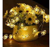 URAQT Copper Wire Bee Lights Decoration, Garden Lights, 1 Pack 9.8ft 30 LED Battery Powered Outdoor String Fairy Lights, for Women, Kids, Girls, Bedrooms, Plants, Patio Parties, Wedding Christmas