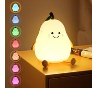 URAQT Cute Smile Pear Night Light, Soft Silicone Kids Nursery Nightlight LED Touch Light, USB Rechargeable Baby Sleep Dimmable Bedside Lights, Mini Table Lamp for Children Toddlers Women Teen Girls