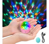 URAQT Disco Lights for Parties, Sound Activated Mini Disco Ball Light, DJ Strobe Ball with Mirror and Glitter Effect, Stage Lights for Party Kids Birthday Club Family Gathering Christmas, 2pcs, Pink