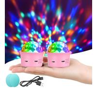 URAQT Disco Lights for Parties, Sound Activated Mini Disco Ball Light, DJ Strobe Ball with Mirror and Glitter Effect, Stage Lights for Party Kids Birthday Club Family Gathering Christmas, 1pc, Pink