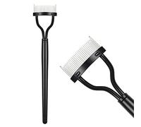 URAQT Eyelash Comb, Eyelash Separator Eyebrow Brush, Metal Teeth Eye Lash Comb with Comb Cover, Arc Designed Cosmetic Brushes Tool for Women Makeup