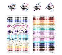 URAQT Face Gems, 1755pcs Face Gems Jewels Rainbow Tears Rhinestones Stickers Temporary Tattoo, Self-adhesive Face Gems Body Stickers Acrylic Crystal Glitter for DIY Crafts Decoration Nail Makeup