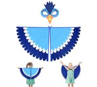 URAQT Felt Bird Capes Wings, Kids Bird Wings Costume Cape Children with Felt Eye Mask Adjustable Fairy Bird Fancy Dress Up Peacock Flamingo Cape Costume for Boys Girls Halloween Cosplay Party (Black)