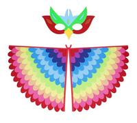 URAQT Felt Bird Capes Wings, Kids Bird Wings Costume Set with Felt Eye Mask, Adjustable Fairy Birds Fancy Dress Up Peacock Flamingo Cape Costume for Theme Party Carnival Halloween Cosplay