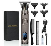 URAQT Hair Clippers for Men, Cordless Clippers Electric Hair Trimmer Beard Trimmer, Detail Beard Shaver, Precision T-Blade Trimmer Grooming Cutting Kit with 3 Guide Combs and 2 Hair Combs (Silver)