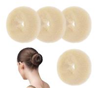 URAQT Hair Donut Bun Maker Set, 4 Pcs Ring Style Donut Bun Shaper, Chignon Doughnut Hair Accessories for Girls Kids Women DIY Chignon Hairs Styles（Beige, 4 * 11CM）