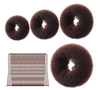 URAQT Hair Donut Bun Maker Set, 4 Pcs Ring Style Donut Bun Shaper with 30 Hair Pins, Blonde Chignon Doughnut Bun Hair Accessories for Girls Kids Women DIY Chignon Hair Styles