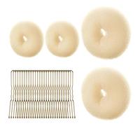 URAQT Hair Donut Bun Maker Set, 4 Pcs Ring Style Donut Bun Shaper with 30 Hair Pins, Blonde Chignon Doughnut Bun Hair Accessories for Girls Kids Women DIY Chignon Hair Styles