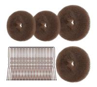 URAQT Hair Donut Bun Maker Set, 4 Pcs Ring Style Donut Bun Shaper with 30 Hair Pins, Chignon Doughnut Hair Accessories for Girls Kids Women DIY Chignon Hairs Styles（Light Brown, 6+6+8+8CM）