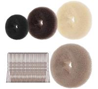 URAQT Hair Donut Bun Maker Set, 4 Pcs Ring Style Donut Bun Shaper with 30 Hair Pins, Chignon Doughnut Hair Accessories for Girls Kids Women DIY Chignon Hairs Styles（4 Colors, 6+8+10+12CM）