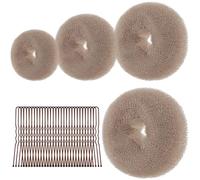 URAQT Hair Donut Bun Maker Set, 4 Pcs Ring Style Donut Bun Shaper with 30 Hair Pins, Chignon Doughnut Hair Accessories for Girls Kids Women DIY Chignon Hairs Styles（Apricot, 6+8+10+12CM）