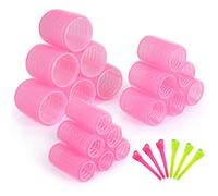 URAQT Hair Rollers, 18 Pcs Hair Curlers Styling Kit with 6 Pcs Hair Pins, Large Medium Small Self Grip Rollers for Long and Short Hair, No Heat Damage DIY Hair Styling Tools (25mm, 36mm, 48mm)