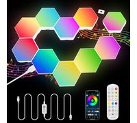 URAQT Hexagon LED Light 10 Pack, Hexagonal RGB Smart Wall Light with App and Remote Control, RGB Led Hex Lights Panels, Cool Music Sync Panels for Gaming Room Bar Bedroom Home Decor, Kids and Adults