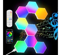 URAQT Hexagon LED Lights, 8 Pack RGB Smart Hex Wall Lights with APP & Remote, Cool Music Sync Gaming Wall Lights Gift for Home Decor, Bedroom, Kids, Adults