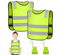URAQT High Vis Vests, Kids High Vis Jackets, Security Vests, with Backpack Reflective Pendants, for Going to School, Cycling, Sports and Road Traffic, Green, 51x42 cm
