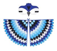 URAQT Kids Blue Bird Wings Cape Costume Set with Felt Eye Mask, Adjustable Fairy Bird Fancy Dress Up Peacock Flamingo Cape for Theme Party Carnival Halloween Cosplay